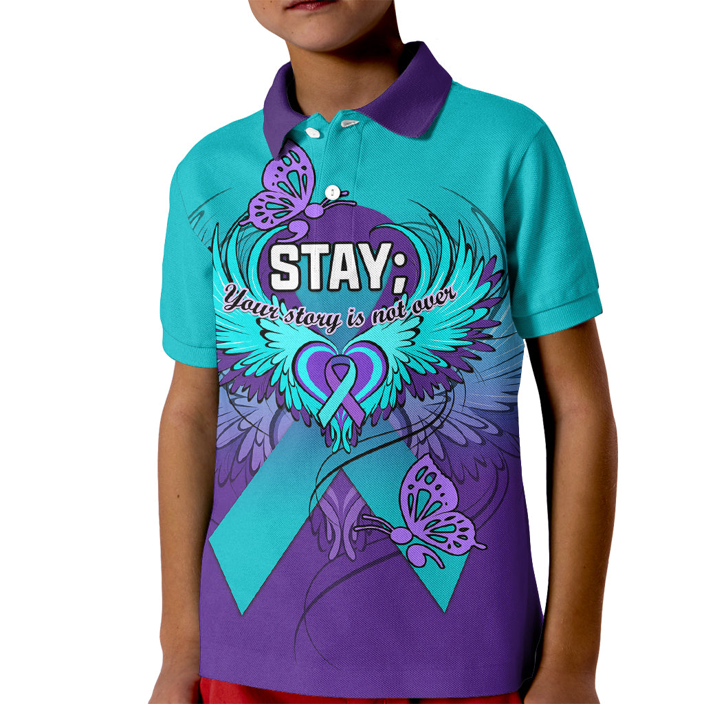 Personalised Stay Your Story is Not Over Suicide Prevention Kid Polo Shirt - Wonder Print Shop
