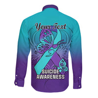 Personalised Stay Your Story is Not Over Suicide Prevention Long Sleeve Button Shirt - Wonder Print Shop