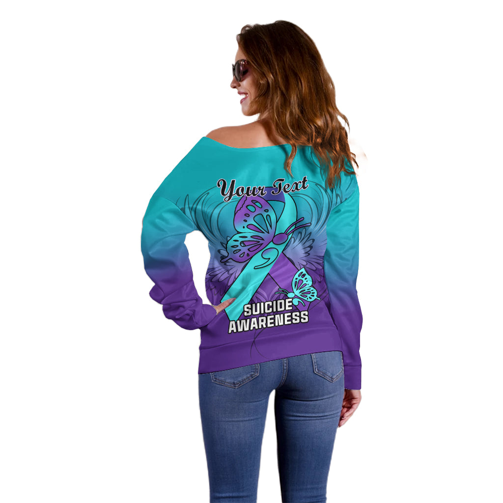 Personalised Stay Your Story is Not Over Suicide Prevention Off Shoulder Sweater - Wonder Print Shop