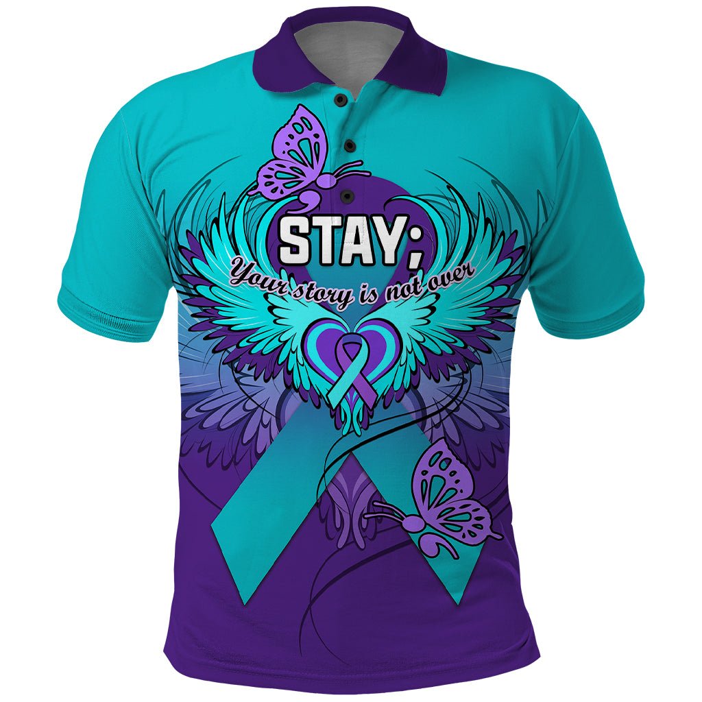 Personalised Stay Your Story is Not Over Suicide Prevention Polo Shirt - Wonder Print Shop