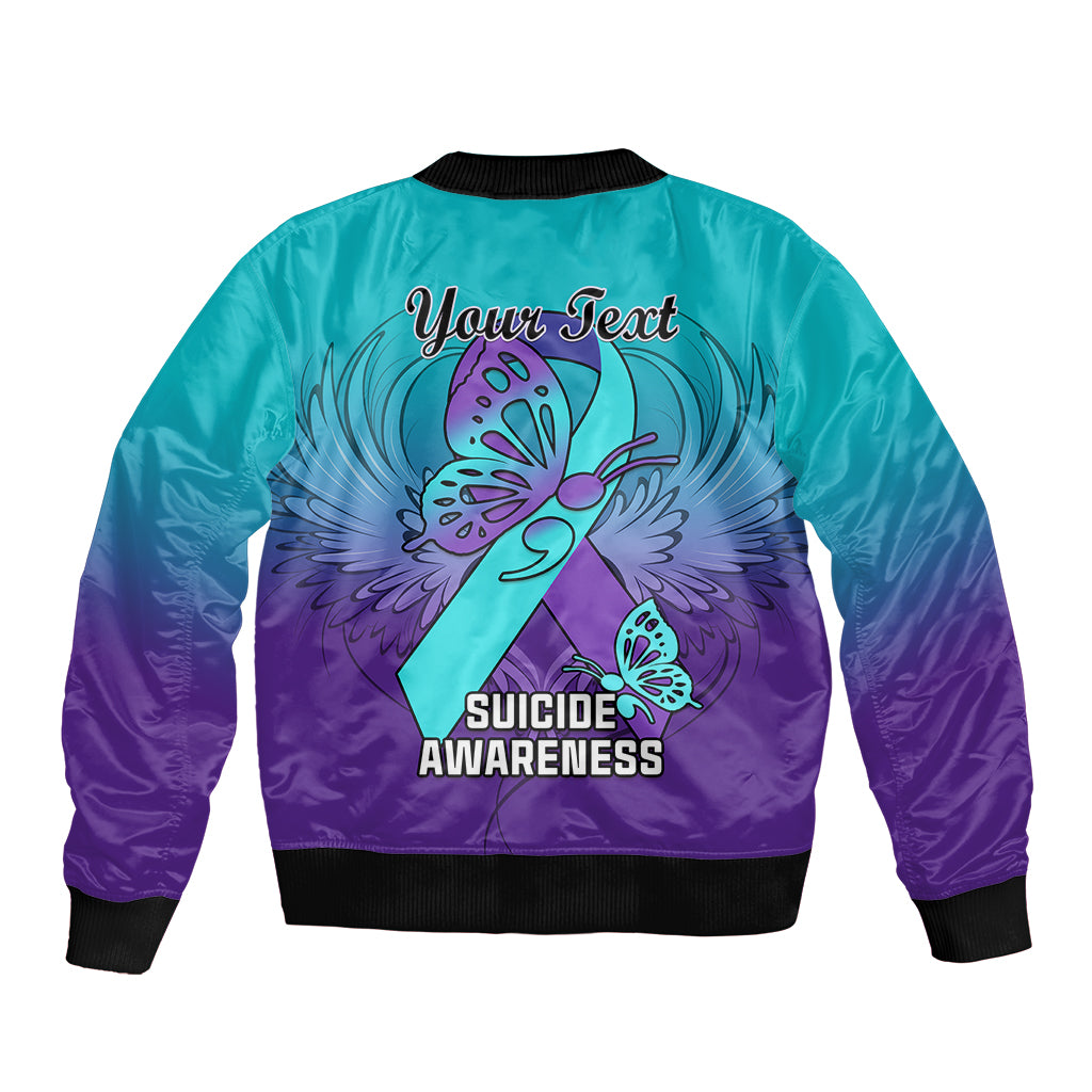 Personalised Stay Your Story is Not Over Suicide Prevention Sleeve Zip Bomber Jacket - Wonder Print Shop