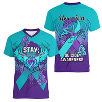 Personalised Stay Your Story is Not Over Suicide Prevention Women V Neck T Shirt - Wonder Print Shop