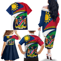 Namibia Rugby Family Matching Off Shoulder Long Sleeve Dress and Hawaiian Shirt Welwitschias Go 2023 World Cup - Wonder Print Shop