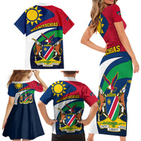 Namibia Rugby Family Matching Short Sleeve Bodycon Dress and Hawaiian Shirt Welwitschias Go 2023 World Cup - Wonder Print Shop
