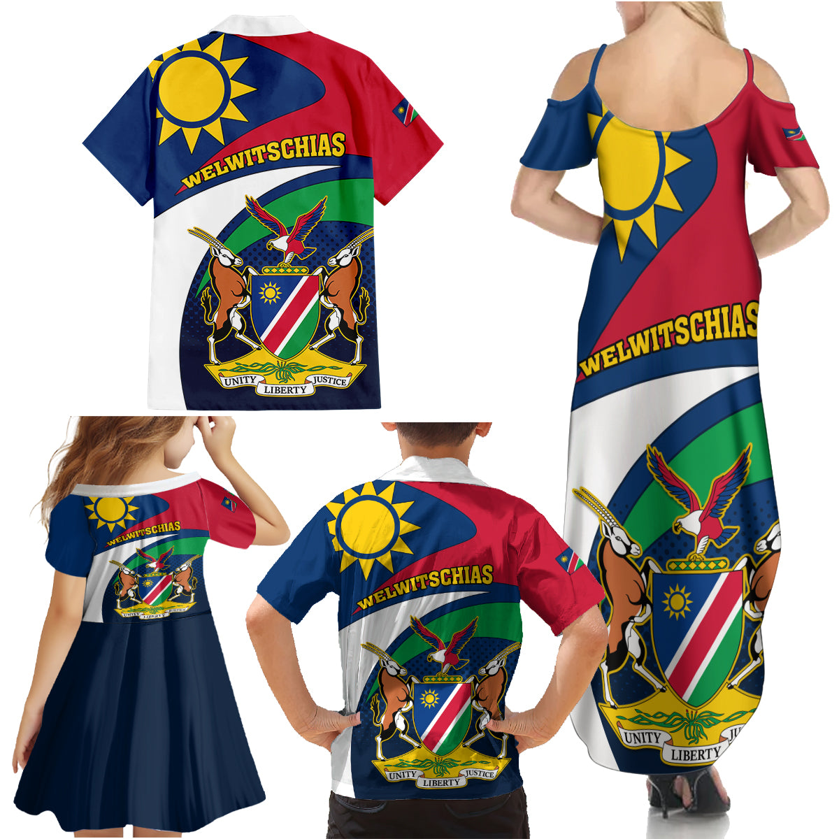Namibia Rugby Family Matching Summer Maxi Dress and Hawaiian Shirt Welwitschias Go 2023 World Cup - Wonder Print Shop