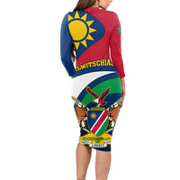 Namibia Rugby Long Sleeve Bodycon Dress Welwitschias Go 2023 World Cup - Wonder Print Shop