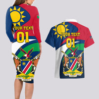 Custom Namibia Rugby Couples Matching Long Sleeve Bodycon Dress and Hawaiian Shirt Welwitschias Go 2023 World Cup - Wonder Print Shop