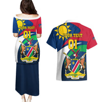Custom Namibia Rugby Couples Matching Puletasi Dress and Hawaiian Shirt Welwitschias Go 2023 World Cup - Wonder Print Shop
