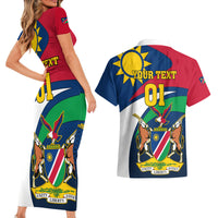 Custom Namibia Rugby Couples Matching Short Sleeve Bodycon Dress and Hawaiian Shirt Welwitschias Go 2023 World Cup - Wonder Print Shop