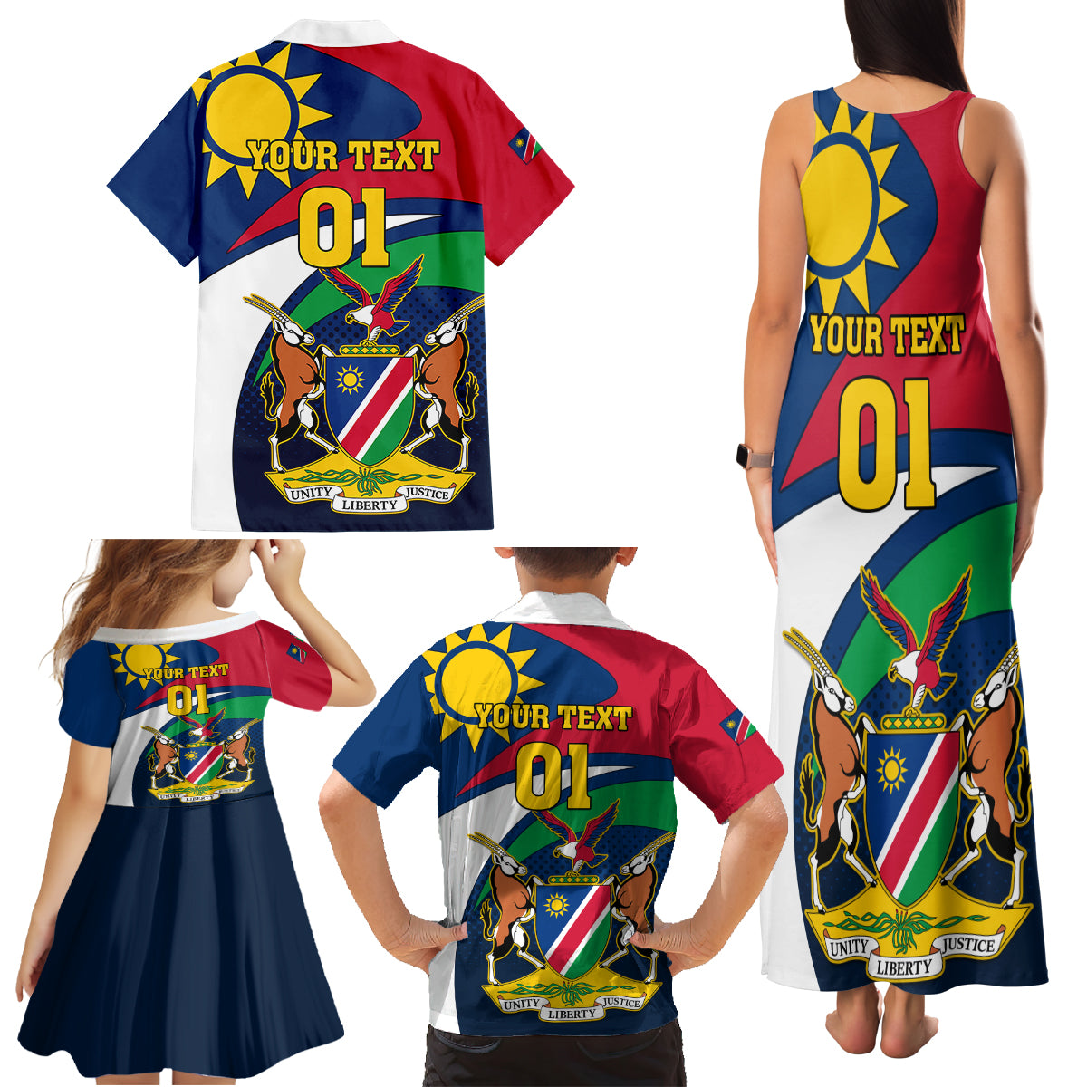 Custom Namibia Rugby Family Matching Tank Maxi Dress and Hawaiian Shirt Welwitschias Go 2023 World Cup - Wonder Print Shop