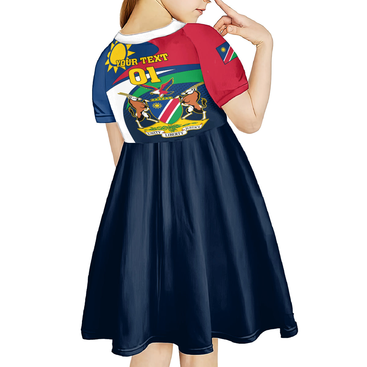 Custom Namibia Rugby Kid Short Sleeve Dress Welwitschias Go 2023 World Cup - Wonder Print Shop