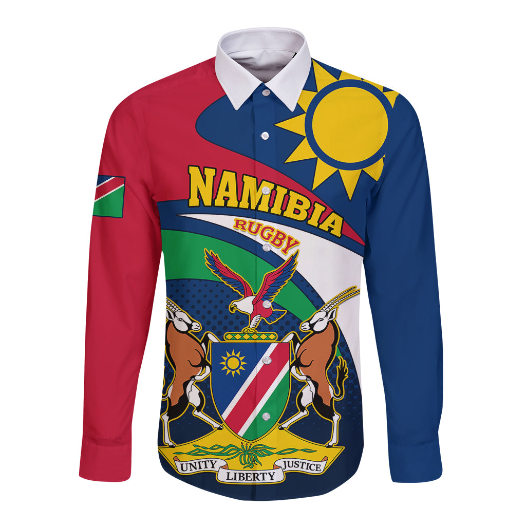 Custom Namibia Rugby Long Sleeve Button Shirt Welwitschias Go 2023 World Cup - Wonder Print Shop