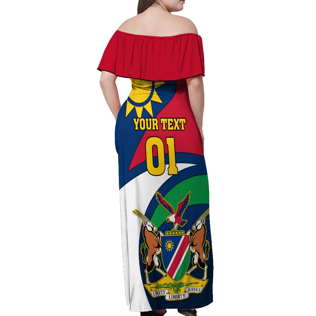 Custom Namibia Rugby Off Shoulder Maxi Dress Welwitschias Go 2023 World Cup - Wonder Print Shop