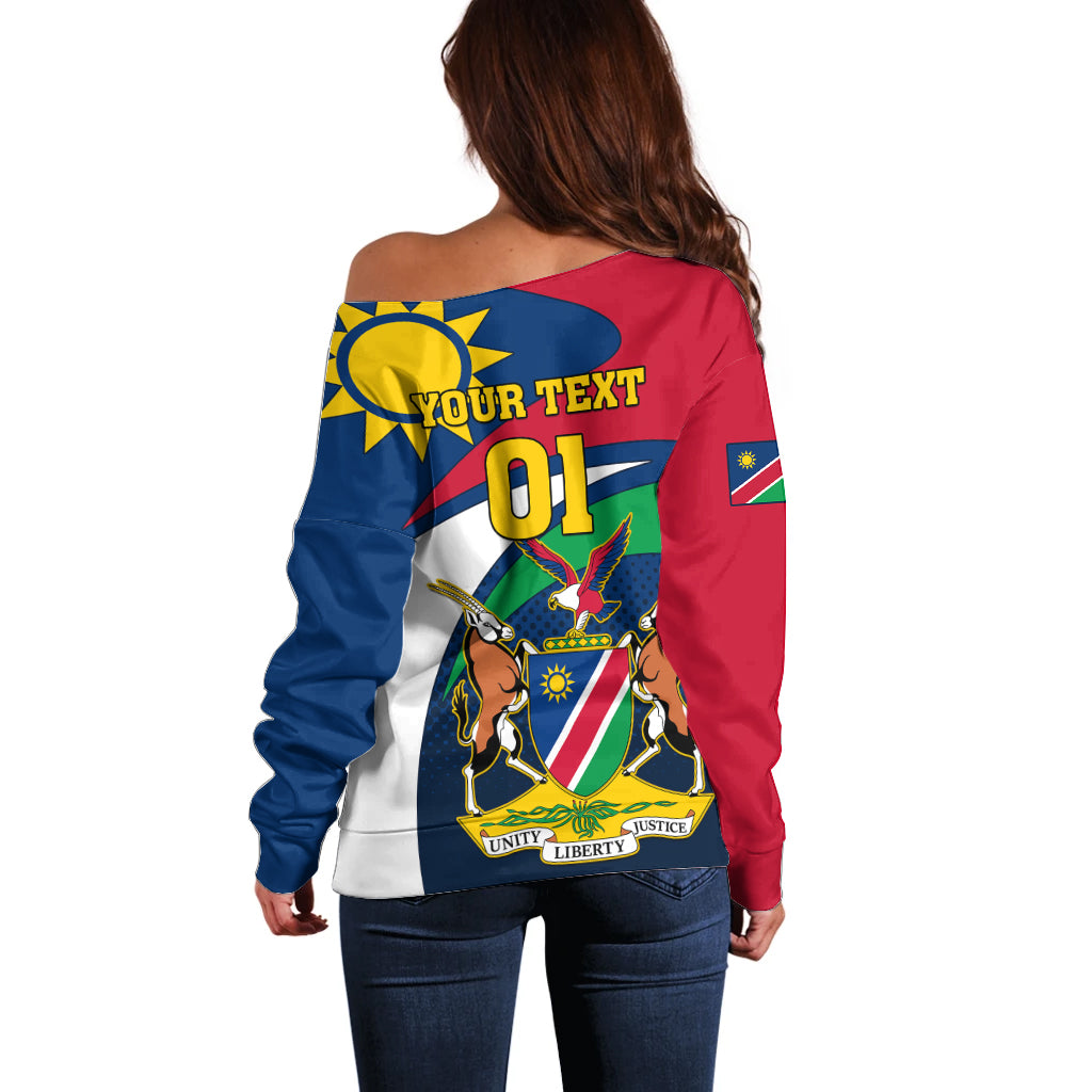 Custom Namibia Rugby Off Shoulder Sweater Welwitschias Go 2023 World Cup - Wonder Print Shop