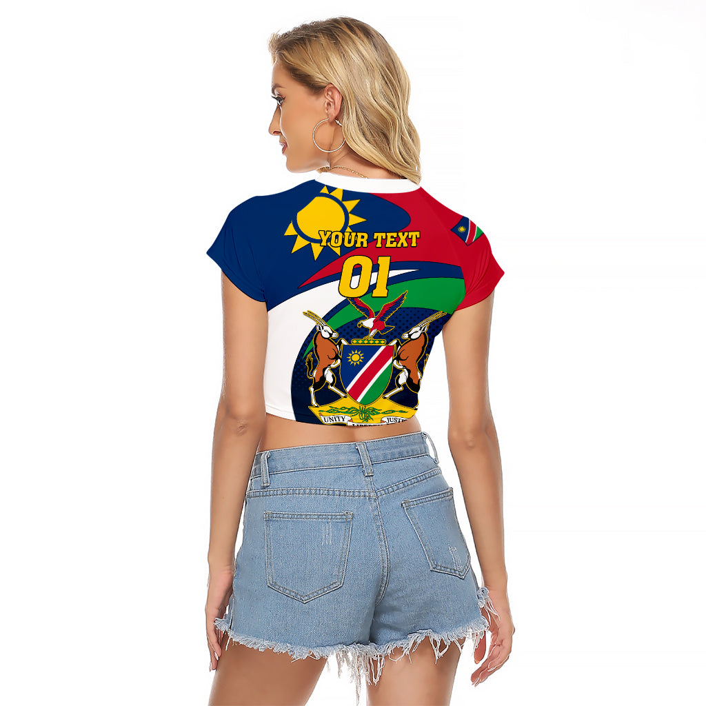 Custom Namibia Rugby Raglan Cropped T Shirt Welwitschias Go 2023 World Cup - Wonder Print Shop