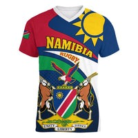 Custom Namibia Rugby Women V Neck T Shirt Welwitschias Go 2023 World Cup - Wonder Print Shop
