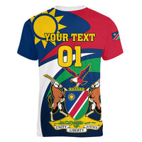 Custom Namibia Rugby Women V Neck T Shirt Welwitschias Go 2023 World Cup - Wonder Print Shop
