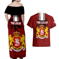 Georgia Rugby Couples Matching Off Shoulder Maxi Dress and Hawaiian Shirt The Lelos Go 2023 World Cup - Wonder Print Shop