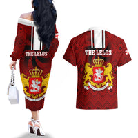Georgia Rugby Couples Matching Off The Shoulder Long Sleeve Dress and Hawaiian Shirt The Lelos Go 2023 World Cup - Wonder Print Shop