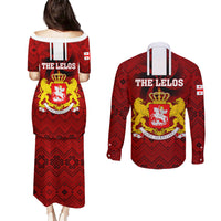 Georgia Rugby Couples Matching Puletasi Dress and Long Sleeve Button Shirts The Lelos Go 2023 World Cup - Wonder Print Shop