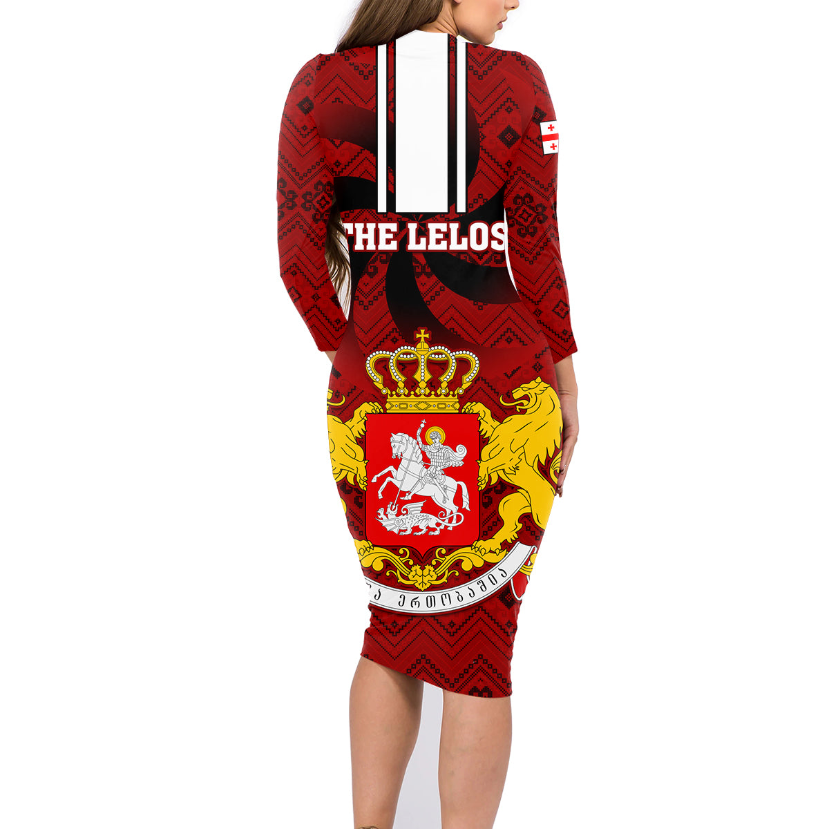 Georgia Rugby Family Matching Long Sleeve Bodycon Dress and Hawaiian Shirt The Lelos Go 2023 World Cup - Wonder Print Shop