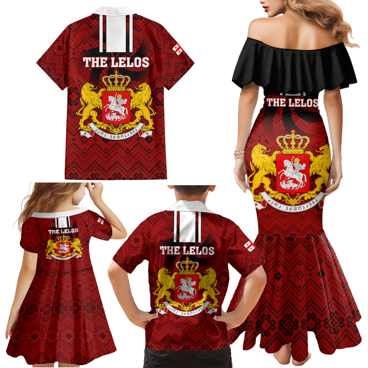 Georgia Rugby Family Matching Mermaid Dress and Hawaiian Shirt The Lelos Go 2023 World Cup - Wonder Print Shop