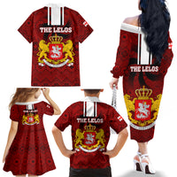 Georgia Rugby Family Matching Off Shoulder Long Sleeve Dress and Hawaiian Shirt The Lelos Go 2023 World Cup - Wonder Print Shop