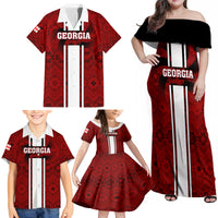 Georgia Rugby Family Matching Off Shoulder Maxi Dress and Hawaiian Shirt The Lelos Go 2023 World Cup - Wonder Print Shop