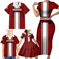Georgia Rugby Family Matching Short Sleeve Bodycon Dress and Hawaiian Shirt The Lelos Go 2023 World Cup - Wonder Print Shop