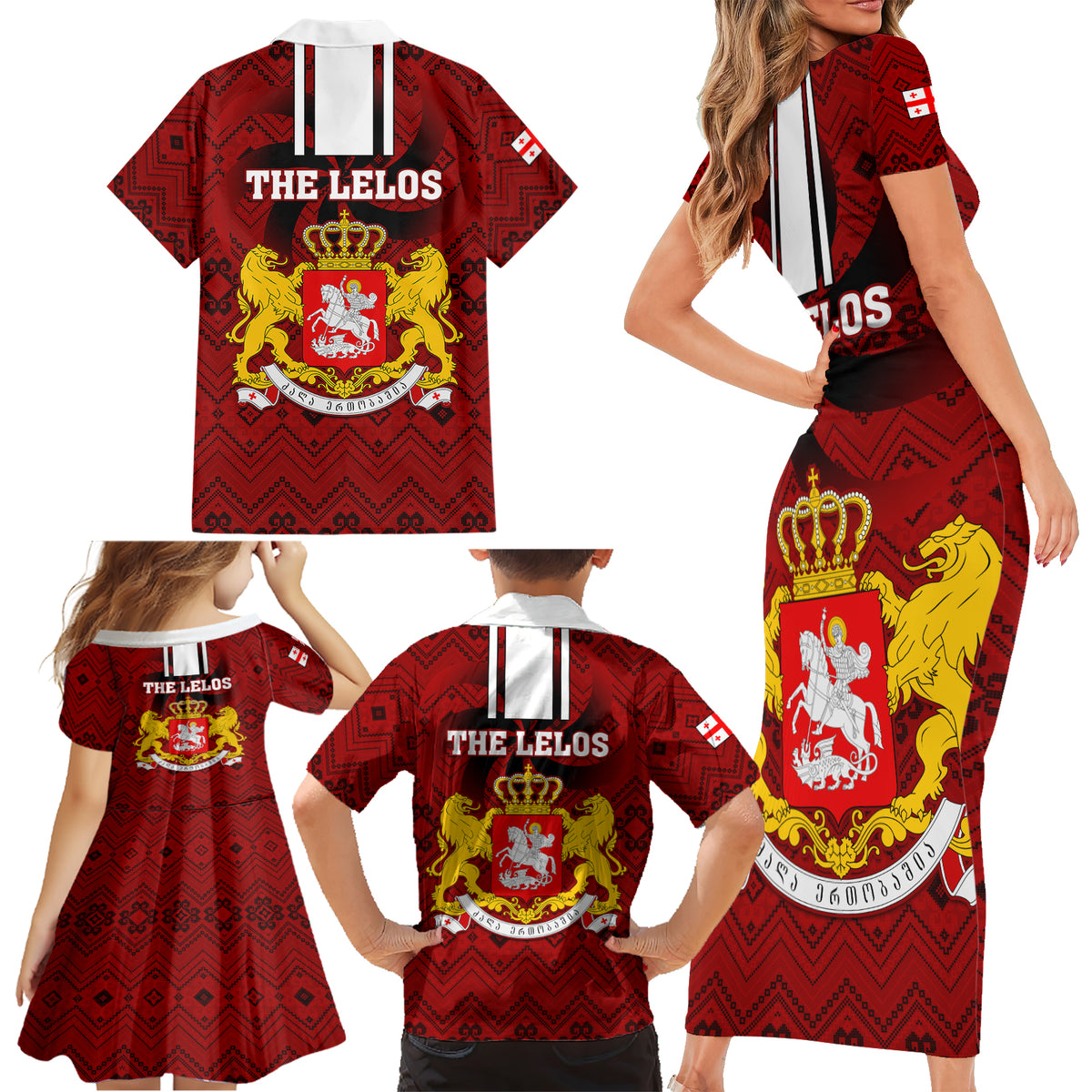 Georgia Rugby Family Matching Short Sleeve Bodycon Dress and Hawaiian Shirt The Lelos Go 2023 World Cup - Wonder Print Shop