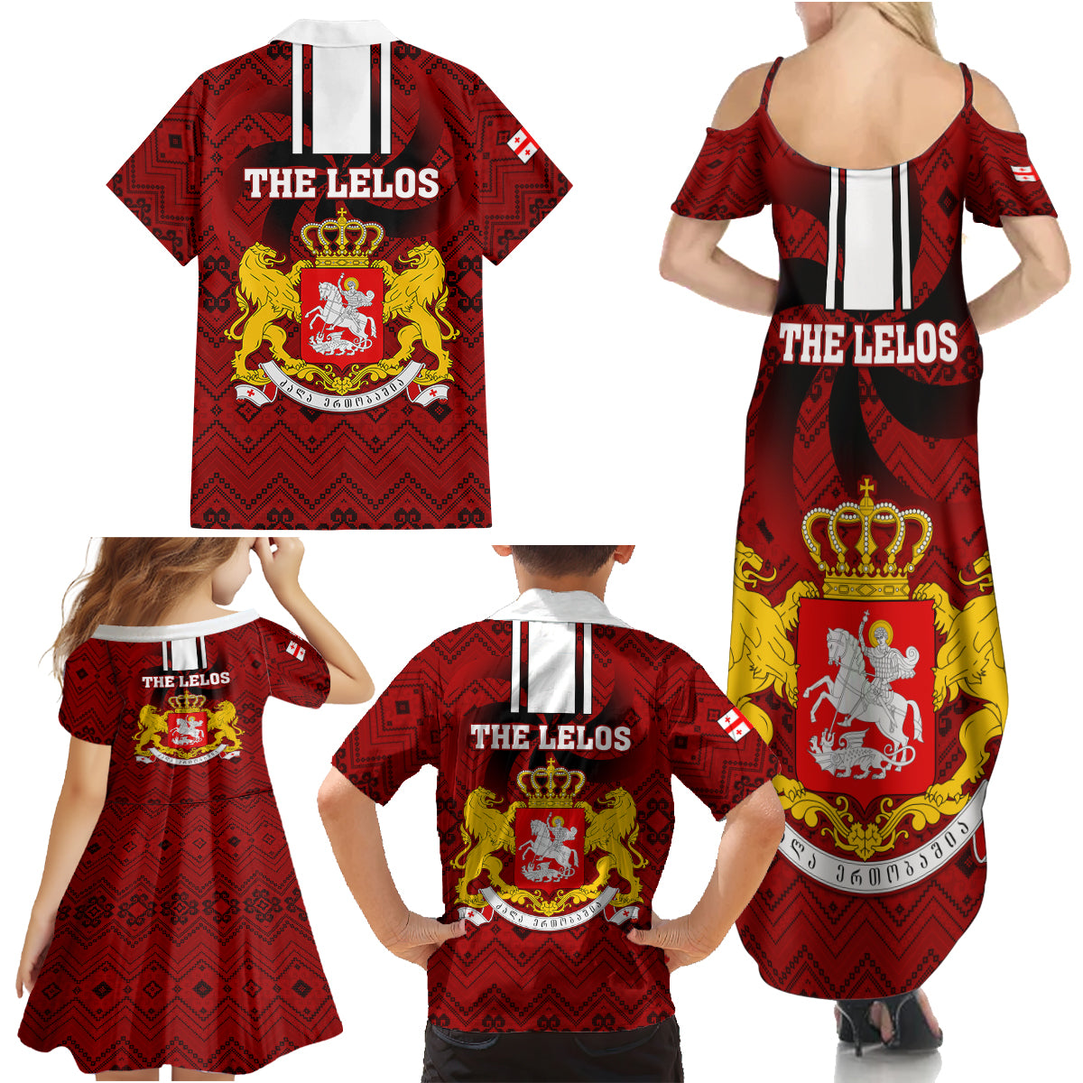 Georgia Rugby Family Matching Summer Maxi Dress and Hawaiian Shirt The Lelos Go 2023 World Cup - Wonder Print Shop
