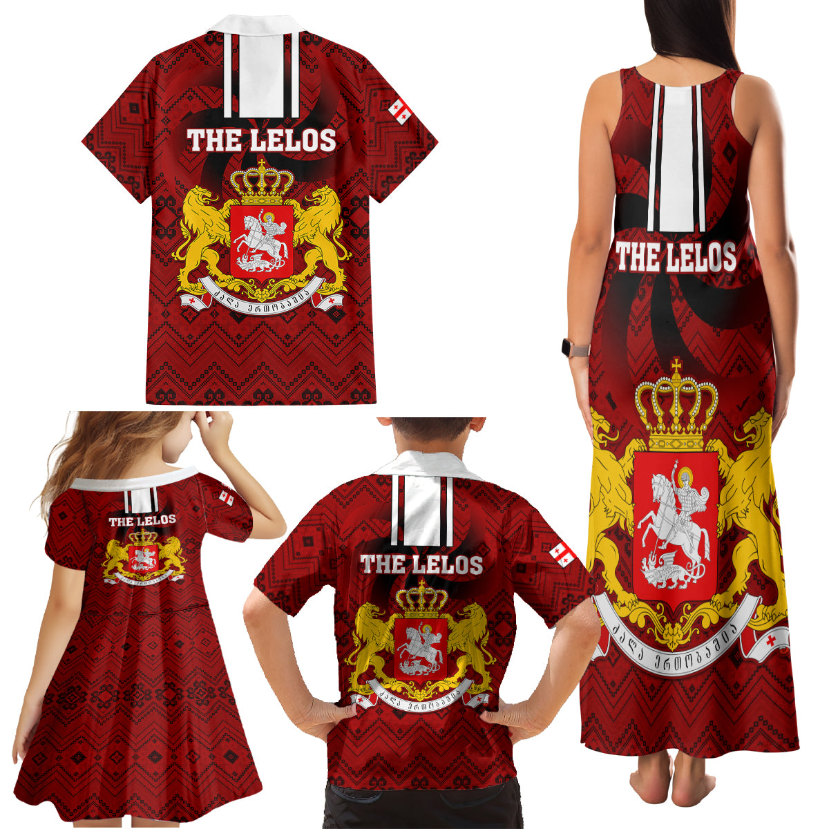 Georgia Rugby Family Matching Tank Maxi Dress and Hawaiian Shirt The Lelos Go 2023 World Cup - Wonder Print Shop