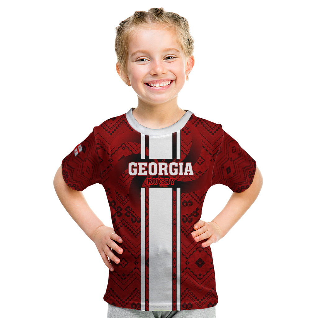 Georgia Rugby Kid T Shirt The Lelos Go 2023 World Cup - Wonder Print Shop