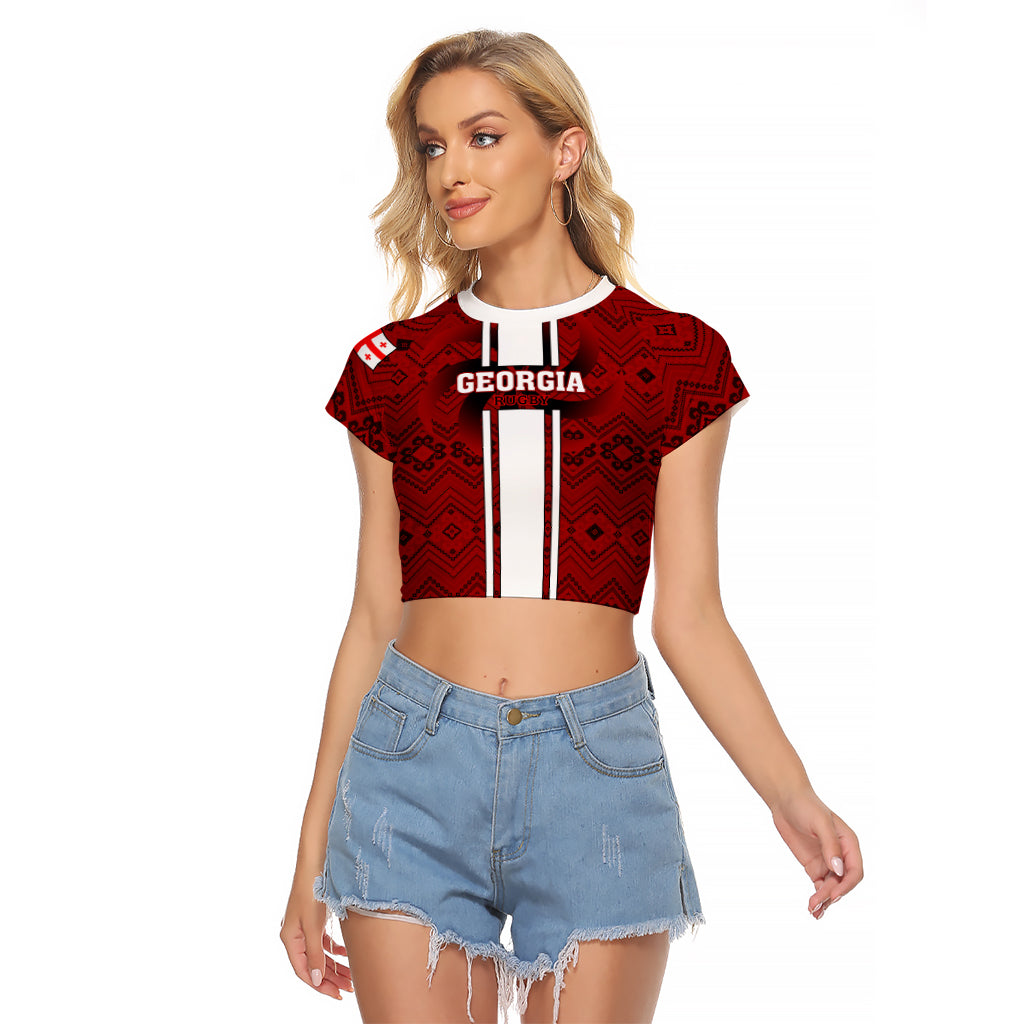 Georgia Rugby Raglan Cropped T Shirt The Lelos Go 2023 World Cup - Wonder Print Shop