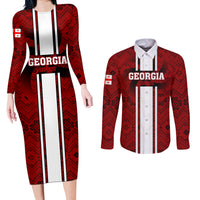 Custom Georgia Rugby Couples Matching Long Sleeve Bodycon Dress and Long Sleeve Button Shirts The Lelos Go 2023 World Cup - Wonder Print Shop