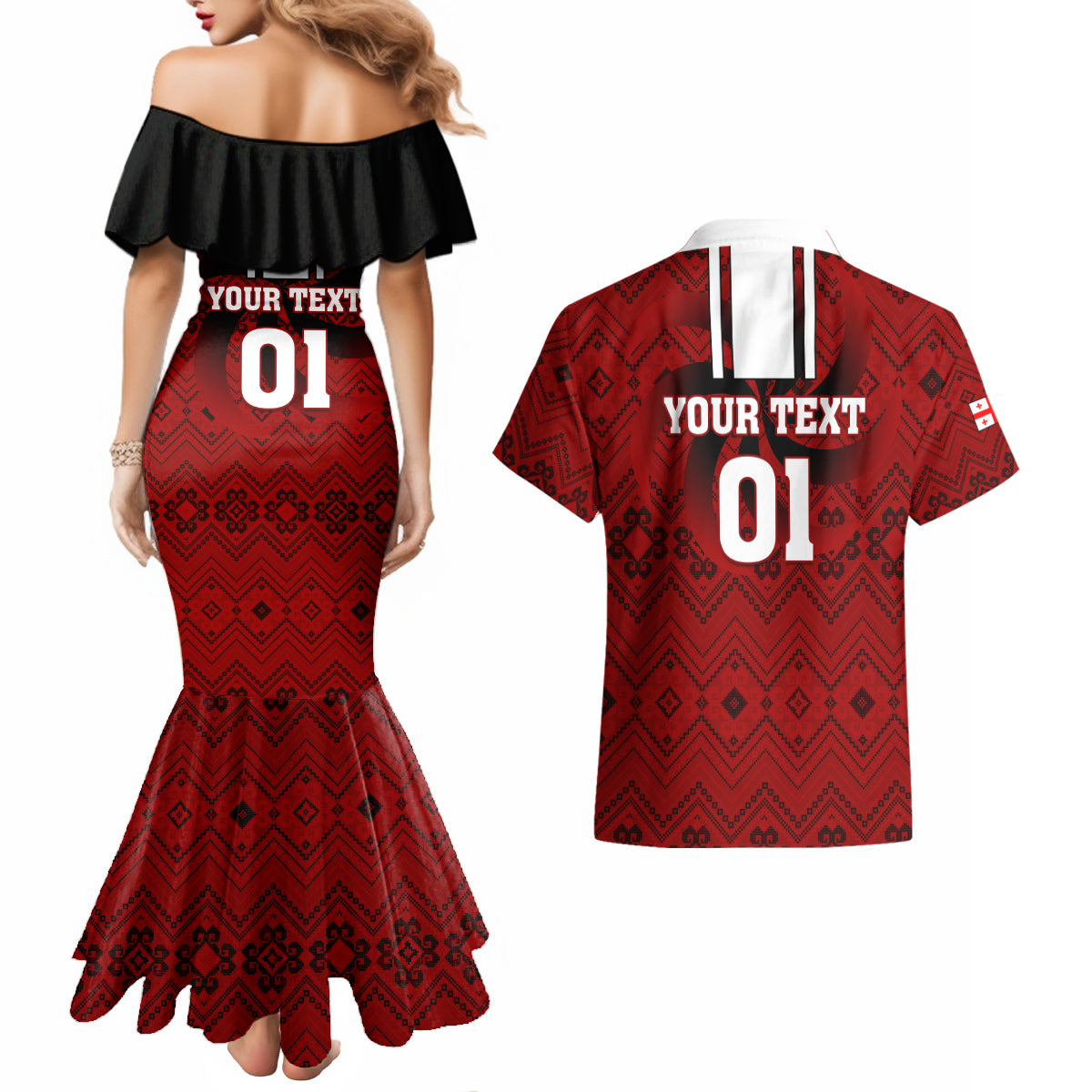 Custom Georgia Rugby Couples Matching Mermaid Dress and Hawaiian Shirt The Lelos Go 2023 World Cup - Wonder Print Shop