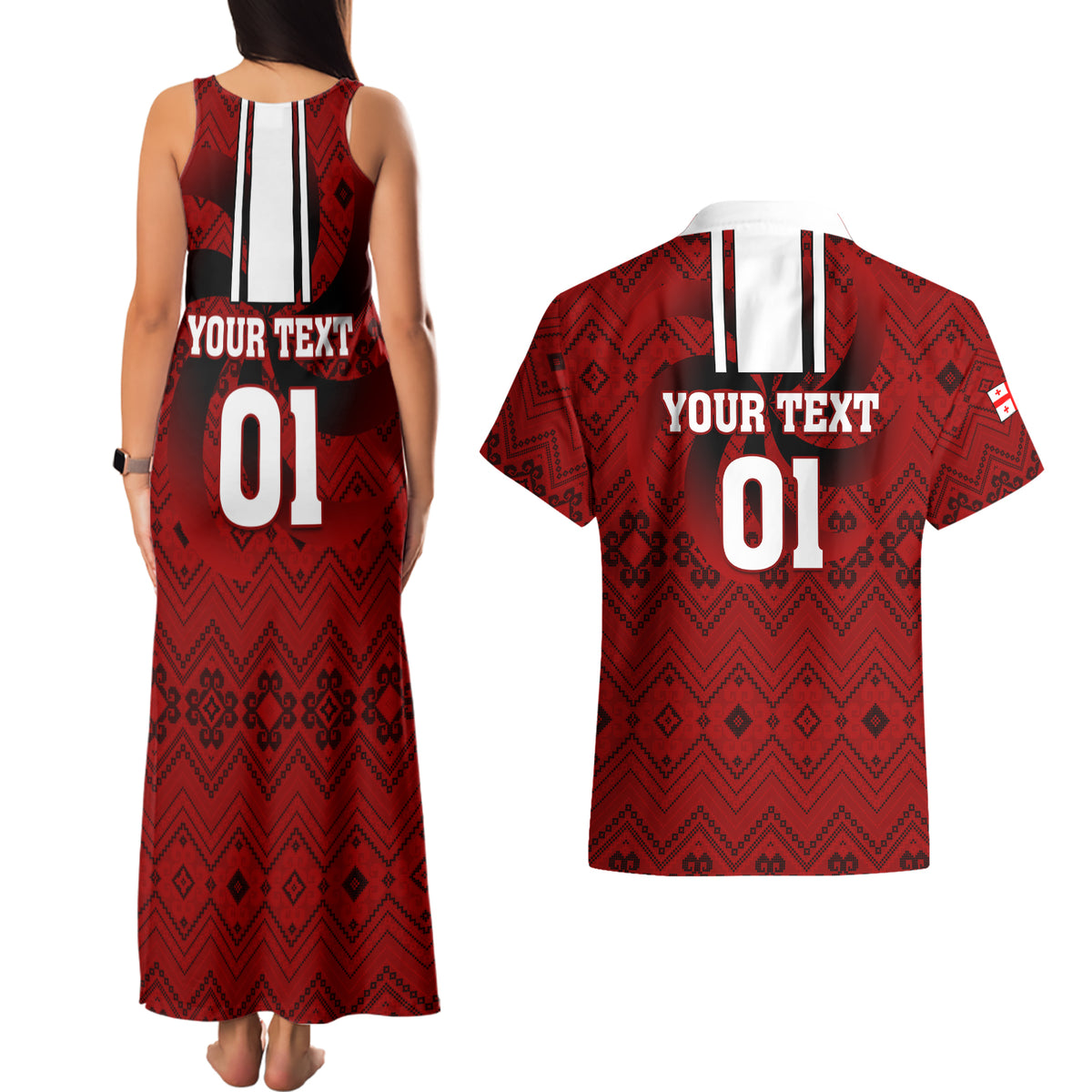 Custom Georgia Rugby Couples Matching Tank Maxi Dress and Hawaiian Shirt The Lelos Go 2023 World Cup - Wonder Print Shop