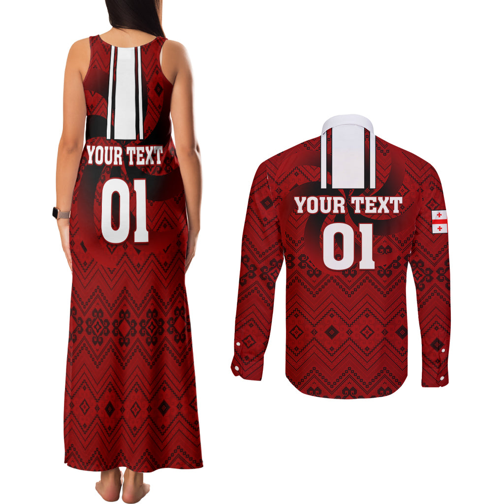 Custom Georgia Rugby Couples Matching Tank Maxi Dress and Long Sleeve Button Shirts The Lelos Go 2023 World Cup - Wonder Print Shop