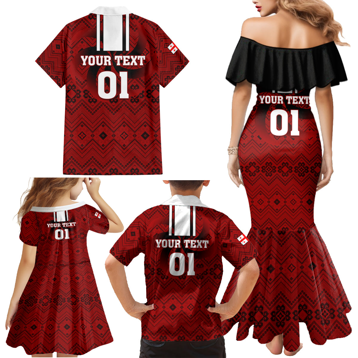Custom Georgia Rugby Family Matching Mermaid Dress and Hawaiian Shirt The Lelos Go 2023 World Cup - Wonder Print Shop