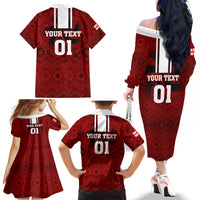 Custom Georgia Rugby Family Matching Off Shoulder Long Sleeve Dress and Hawaiian Shirt The Lelos Go 2023 World Cup - Wonder Print Shop