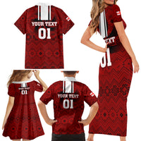 Custom Georgia Rugby Family Matching Short Sleeve Bodycon Dress and Hawaiian Shirt The Lelos Go 2023 World Cup - Wonder Print Shop