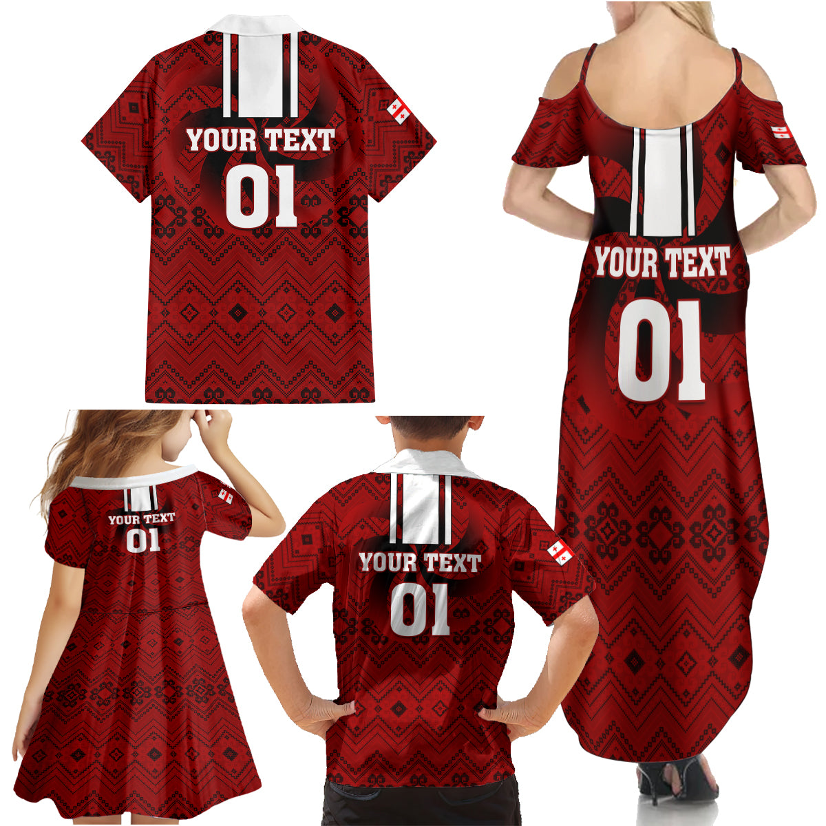 Custom Georgia Rugby Family Matching Summer Maxi Dress and Hawaiian Shirt The Lelos Go 2023 World Cup - Wonder Print Shop