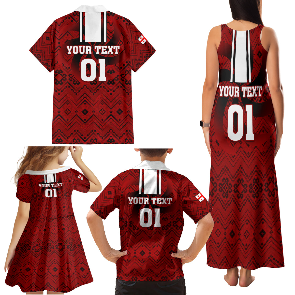 Custom Georgia Rugby Family Matching Tank Maxi Dress and Hawaiian Shirt The Lelos Go 2023 World Cup - Wonder Print Shop