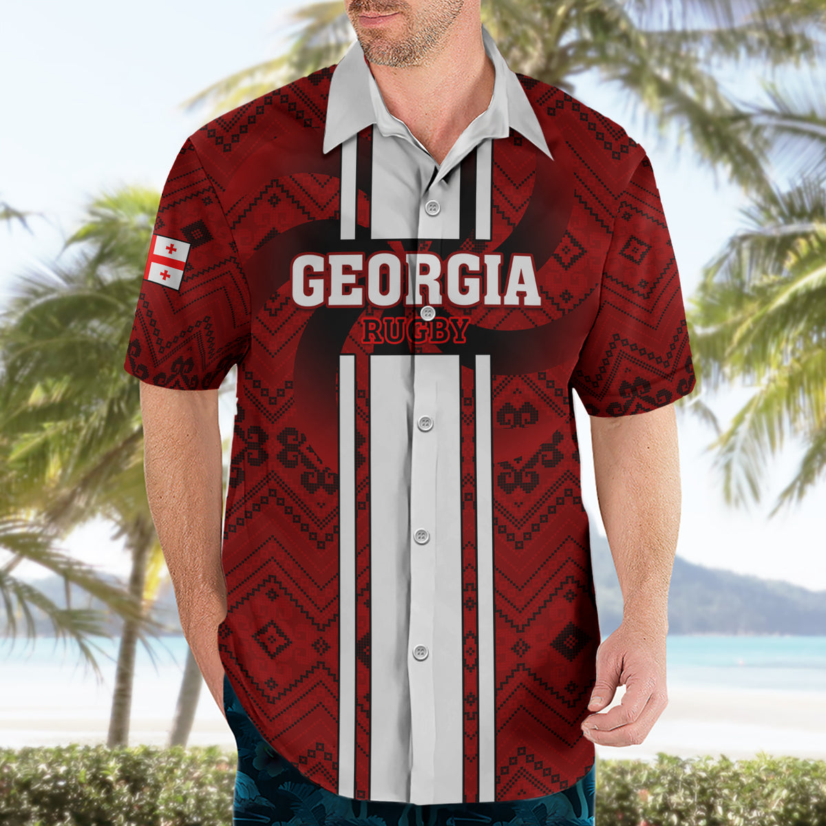 Custom Georgia Rugby Hawaiian Shirt The Lelos Go 2023 World Cup - Wonder Print Shop