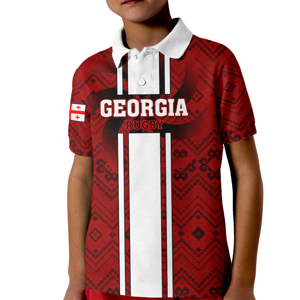 Custom Georgia Rugby Kid Polo Shirt The Lelos Go 2023 World Cup - Wonder Print Shop