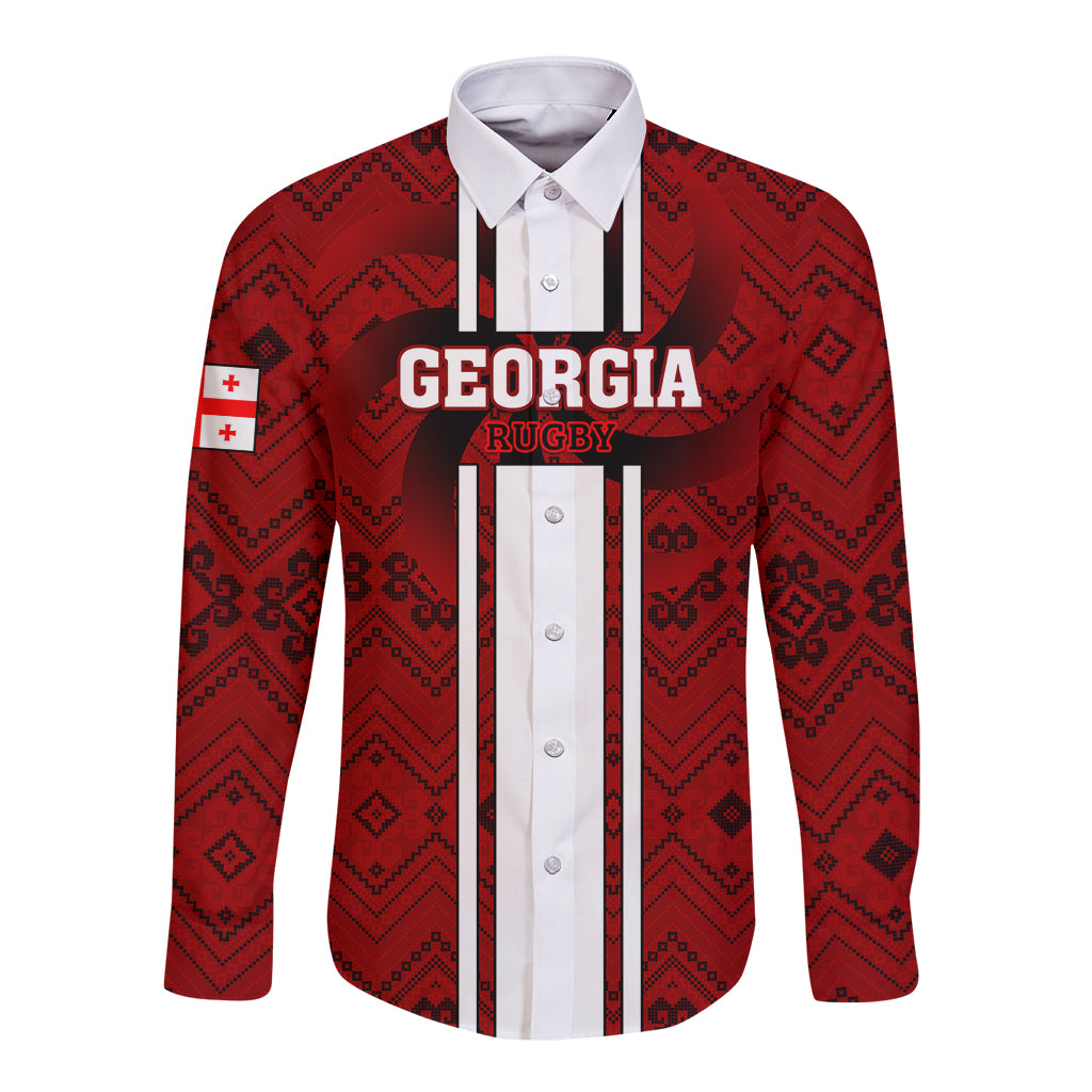 Custom Georgia Rugby Long Sleeve Button Shirt The Lelos Go 2023 World Cup - Wonder Print Shop