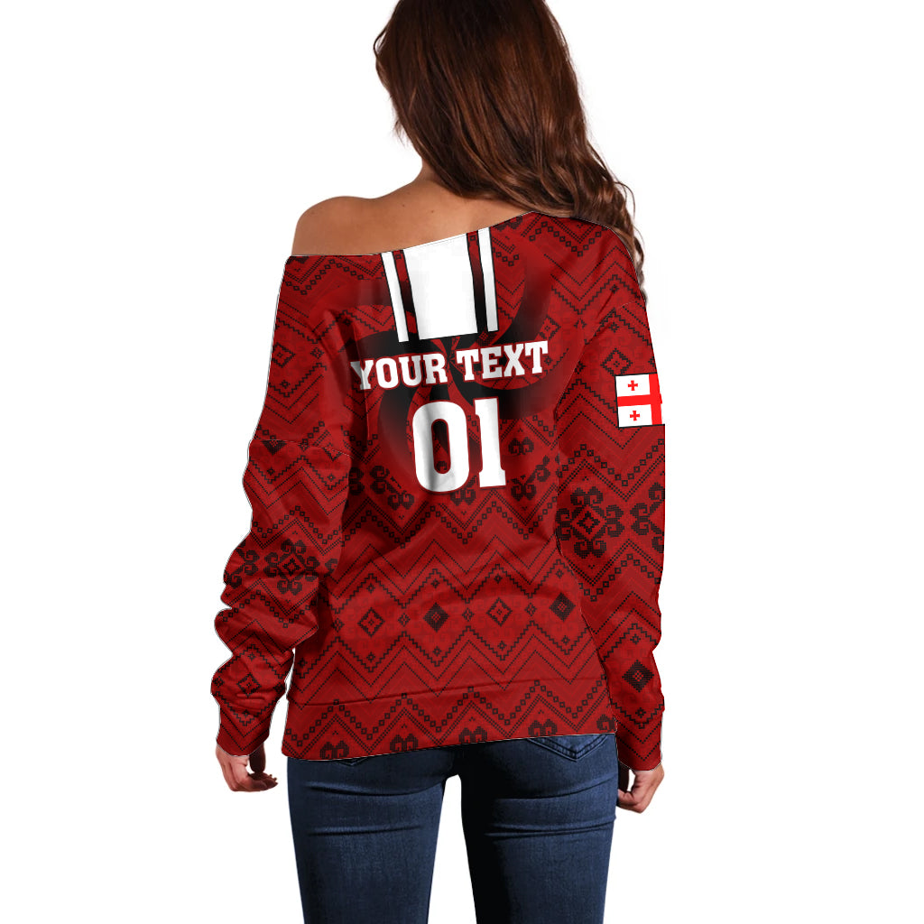 Custom Georgia Rugby Off Shoulder Sweater The Lelos Go 2023 World Cup - Wonder Print Shop