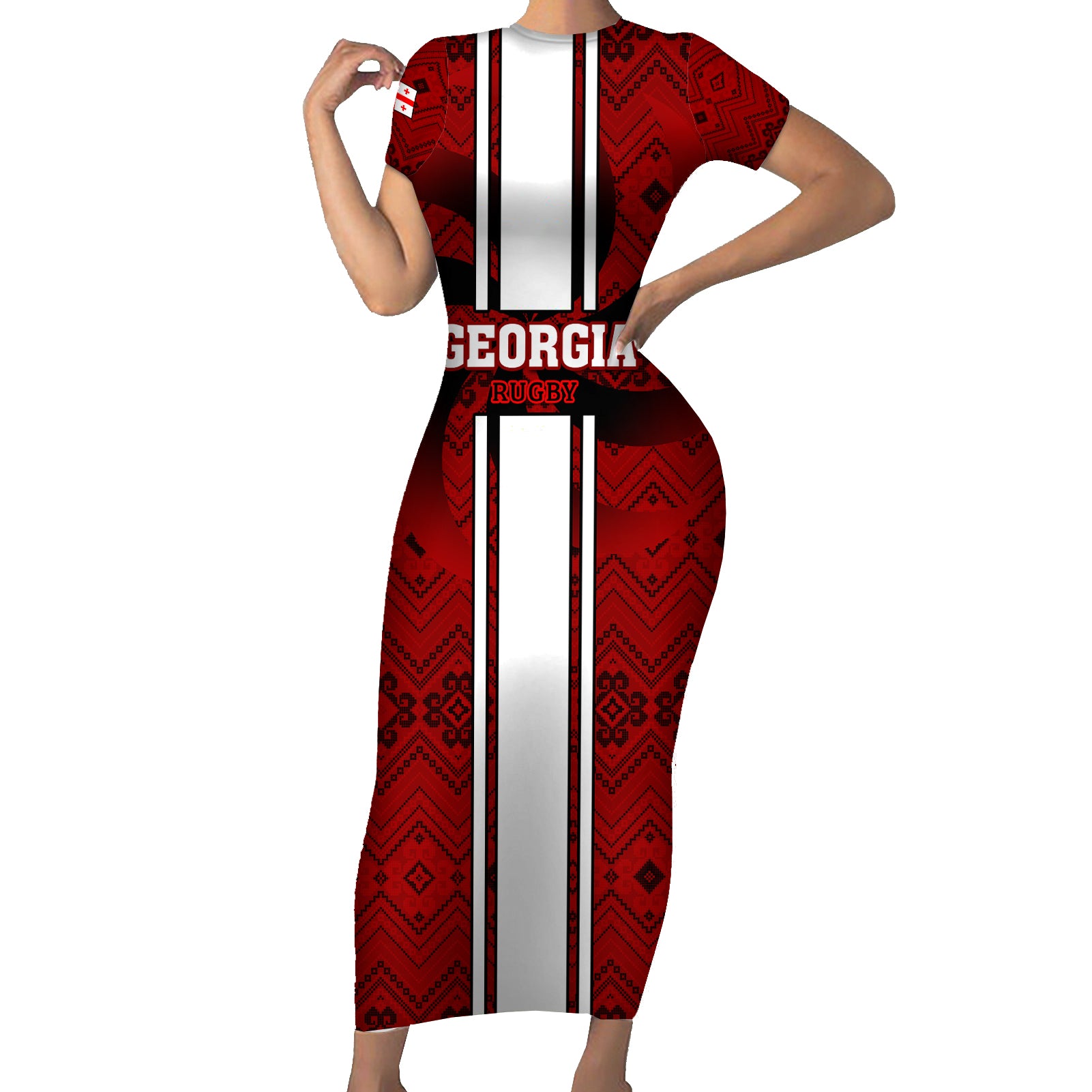Custom Georgia Rugby Short Sleeve Bodycon Dress The Lelos Go 2023 World Cup - Wonder Print Shop