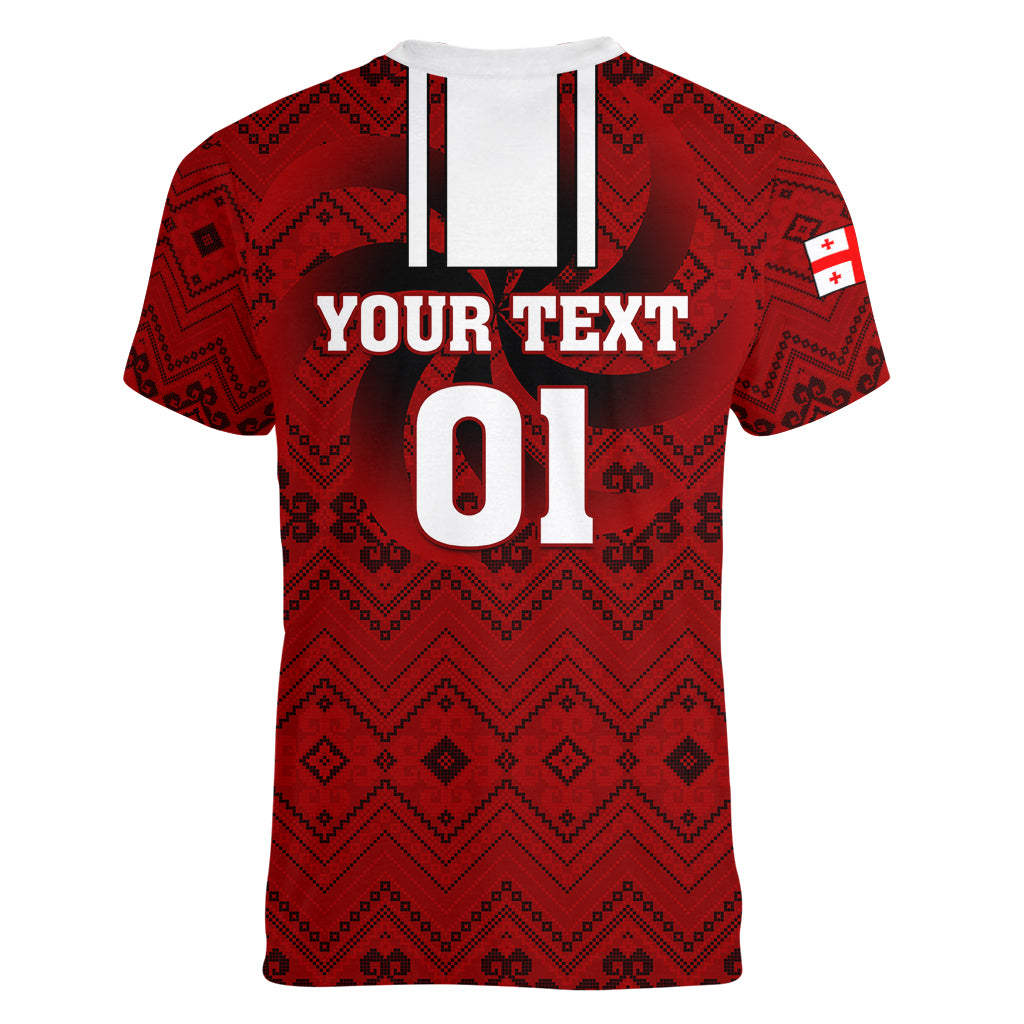 Custom Georgia Rugby Women V Neck T Shirt The Lelos Go 2023 World Cup - Wonder Print Shop