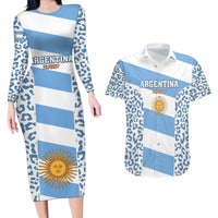 Argentina Rugby Couples Matching Long Sleeve Bodycon Dress and Hawaiian Shirt Los Pumas Go 2023 World Cup - Wonder Print Shop